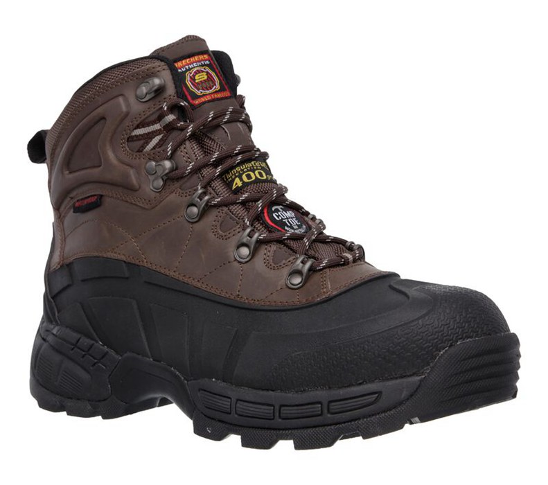 Skechers Radford Wp Comp Toe - Mens Work Boots Black/Brown [AU-KM0023]